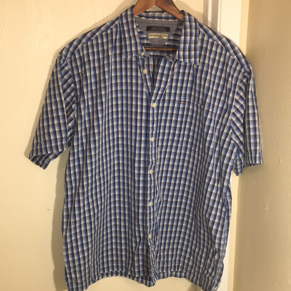 Tommy Hilfiger blue button up shirt